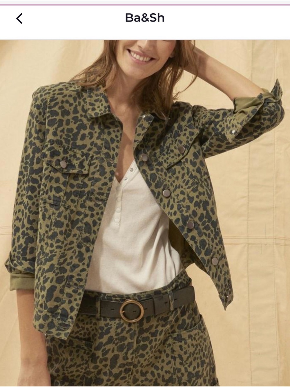 ba&sh Leopard Print Jacket Khaki color